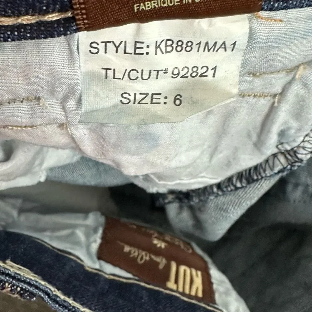 Kut From The Cloth Women's 6 Natalie Long Bermuda Shorts Blue Denim Flap Pockets
